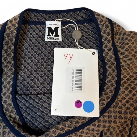 Missoni Blue Beige Pattern Knit Peplum Sweater Top Women’s Size 40 M - Picture 2 of 5